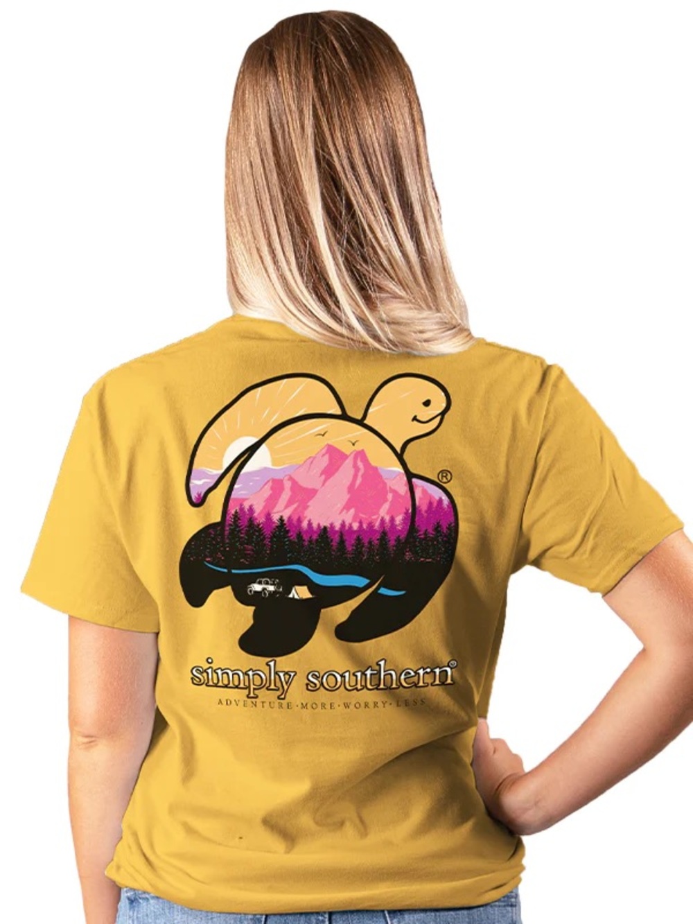 🐢 Simply Southern Adventure Turtle Mountain Graphic Tee Mustard M